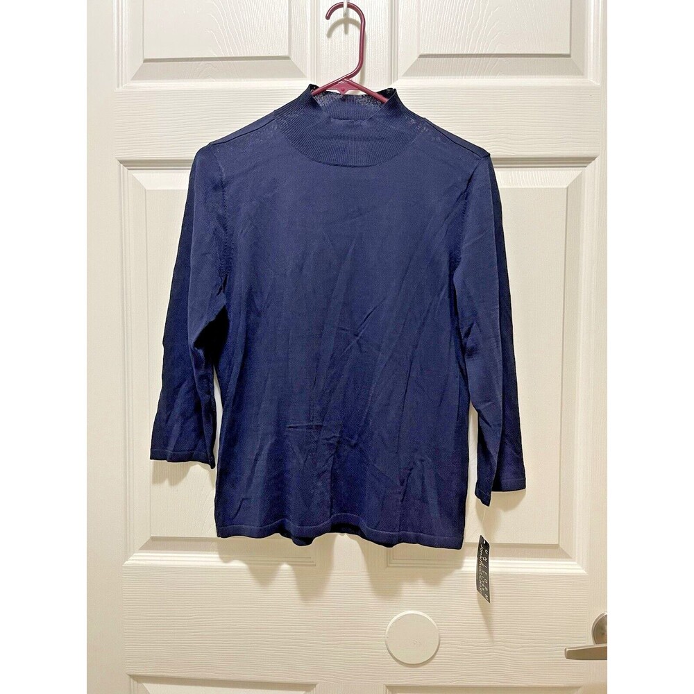 John Paul Richard Womens Long Sleeve Blouse Blue Size PM Petite NWT